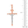 Solid Two Tone Rose Gold and White Gold INRI Cross Pendant Necklace ( 1.60")