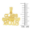 Solid Yellow Gold Class of 2018 Graduation Certificate Pendant Necklace