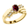 Dazzling Yellow Gold Diamond and Garnet Proposal Ring