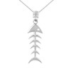 Sterling Silver Fish Bone Skeleton Pendant Necklace