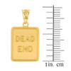 Yellow Gold Dead End Traffic Sign Pendant Necklace