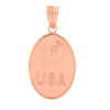 Rose Gold USA Firefighter Oval Medallion Pendant Necklace