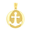 Yellow Gold Anchor Nautical Pendant Necklace