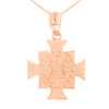 Rose Gold Saint Benedict Cross Pendant Necklace (1.06")