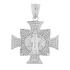 White Gold Saint Benedict Cross Pendant Necklace (1.06")