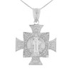 Sterling Silver Saint Benedict Cross Pendant Necklace (1.06")