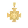 Yellow Gold Saint Benedict Cross Pendant Necklace (0.97")