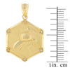 Yellow Gold  Firefighter Hexagon Diamond Pendant Necklace