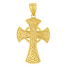 Solid Yellow Gold Celtic Knot Halo Cross Woven Hearts Pendant Necklace