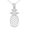 Solid White Gold Pineapple Pendant Necklace