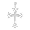 Solid White Gold Layered Cutout Cross Pendant Necklace  (1.82")