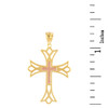 Two Tone Solid Yellow & Rose Gold Layered Cutout Cross Pendant Necklace  ( 1.27")