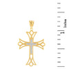 Two Tone Solid Yellow & White Gold Layered Cutout Cross Pendant Necklace  ( 1.27")