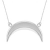 14K Solid White Gold Upside Down Moon Crescent Pendant Necklace