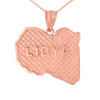 Solid Rose Gold Country of Libya Geography Pendant Necklace