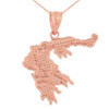 Solid Rose Gold Country of Greece Geography Pendant Necklace