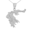 Solid White Gold Country of Greece Geography Pendant Necklace