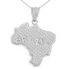 Sterling Silver Country of Brazil Geography Pendant Necklace