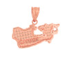 Solid Rose Gold Country of Canada Geography Pendant Necklace