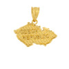 Solid Yellow Gold Country of Czech Republic Geography Pendant Necklace