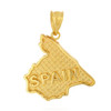 Solid Yellow Gold Country of Spain Geography Pendant Necklace