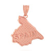 Solid Rose Gold Country of Spain Geography Pendant Necklace