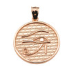 Rose Solid Gold Eye of Horus Round Charm Pendant (13 steps)