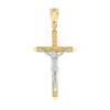 Two Tone Solid Yellow Gold Passion Cross Crucifix Pendant Necklace 1.63"( 41 mm)