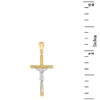 Two Tone Solid Yellow Gold Passion Cross Crucifix Pendant Necklace 1.23" ( 31 mm )