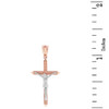 Two Tone Solid Rose Gold Passion Cross Crucifix Pendant Necklace 1.23" ( 31 mm )