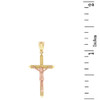 Two Tone Solid Rose and Yellow Gold Passion Cross Crucifix Pendant Necklace 1.23" ( 31 mm )