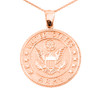 Rose Gold US Army Coin Pendant Necklace