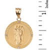 Solid Yellow Gold Archangel Saint Gabriel Diamond Medallion Pendant Necklace   1.15" ( 29 mm)