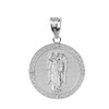 Sterling Silver Archangel Saint Gabriel  CZ Medallion Pendant Necklace   1.15" ( 29 mm)
