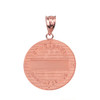 Two Tone Solid Rose Gold Archangel Saint Gabriel Diamond Medallion Pendant Necklace   1.15" ( 29 mm)