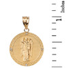 Solid Yellow Gold Archangel Saint Gabriel Diamond Medallion Pendant Necklace   1.02"  (25 mm )