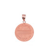 Solid Rose Gold Archangel Saint Gabriel Diamond Medallion Pendant Necklace   1.02"  (25 mm )