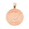 US Air Force Rose Gold Coin Pendant Necklace