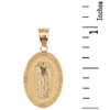 Solid Yellow Gold Archangel Saint Gabriel Diamond Oval Medallion Pendant Necklace  1.02" (25 mm)