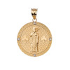 Solid Yellow Gold Saint Patrick Shamrock Diamond Medallion Pendant Necklace 1.16"  (29 mm)