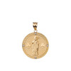 Solid Yellow Gold Saint Patrick Shamrock Diamond Medallion Pendant Necklace 1.05" (26 mm)