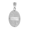 Solid White Gold Saint Patrick Diamond Oval Medallion Pendant Necklace 1.19" (30 mm)