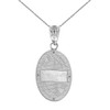 Solid White Gold Saint Patrick Diamond Oval Medallion Pendant Necklace 1.03" ( 26 mm)