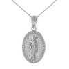 Sterling Silver Saint Patrick CZ Oval Medallion Pendant Necklace 1.03" ( 26 mm)