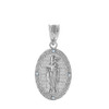 Sterling Silver Saint Patrick CZ Oval Medallion Pendant Necklace 1.03" ( 26 mm)