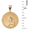 Solid Yellow Gold Greek Orthodox Saint Nectarios of Aegina Engravable Diamond Medallion Pendant Necklace  1.16 " (29 mm)