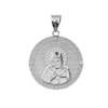 Sterling Silver Greek Orthodox Saint Nectarios of Aegina Engravable CZ Medallion Pendant Necklace  1.16 " (29 mm)