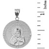 Sterling Silver Greek Orthodox Saint Nectarios of Aegina Engravable CZ Medallion Pendant Necklace  1.16 " (29 mm)