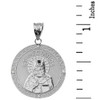 Sterling Silver Greek Orthodox Saint Nectarios of Aegina Engravable CZ Medallion Pendant Necklace  1.01" (25 mm)