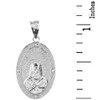 Sterling Silver Greek Orthodox Saint Nectarios of Aegina Engravable CZ Medallion Oval Pendant Necklace  1.18" (29 mm)